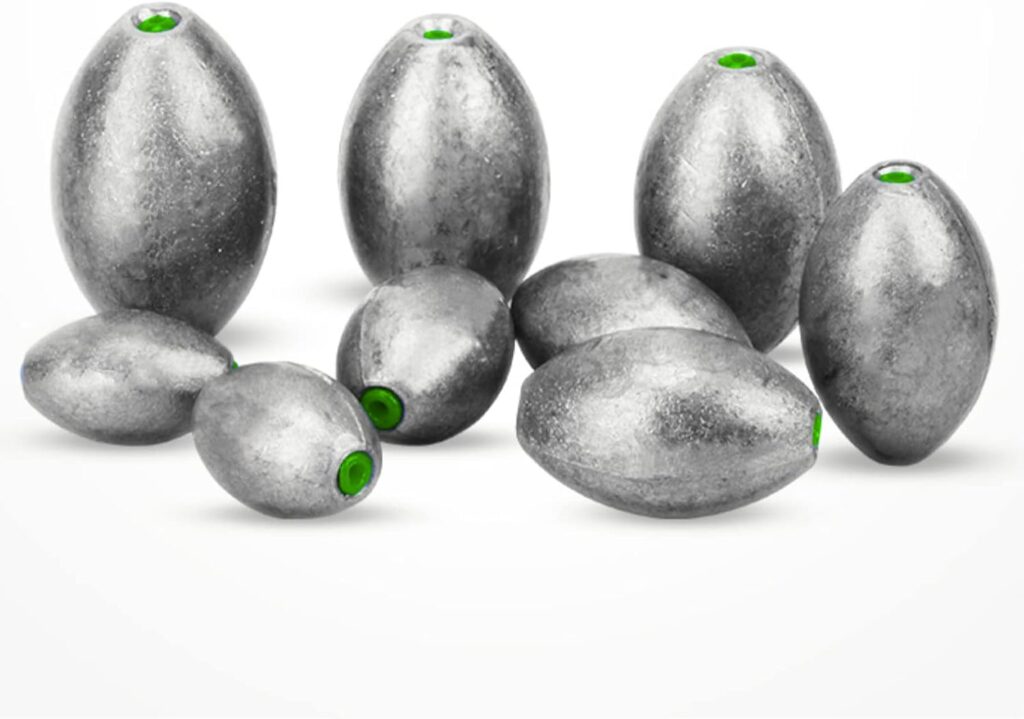 sliding egg sinker weights used for salmon float fishing rigs