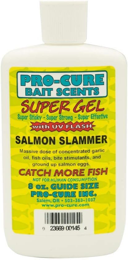 Pro-Cure Salmon Slammer Gel scent used for salmon fishing bait
