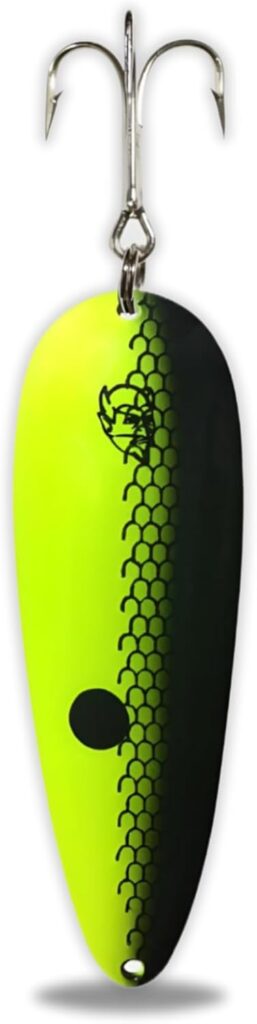 chartrues and black Daredevle brass back spoon lure