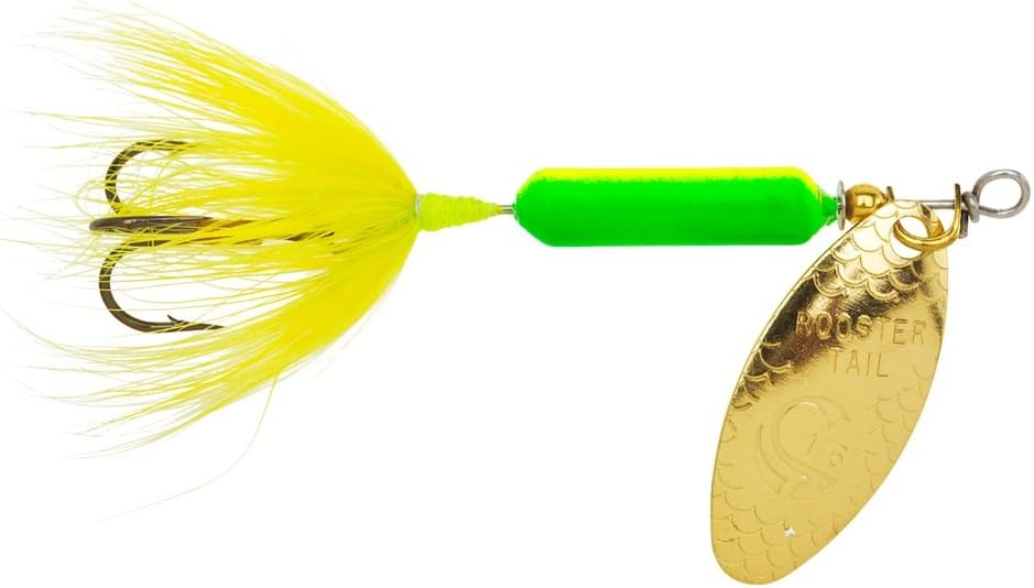 Wordens Original chartreuse and yellow rooster tail