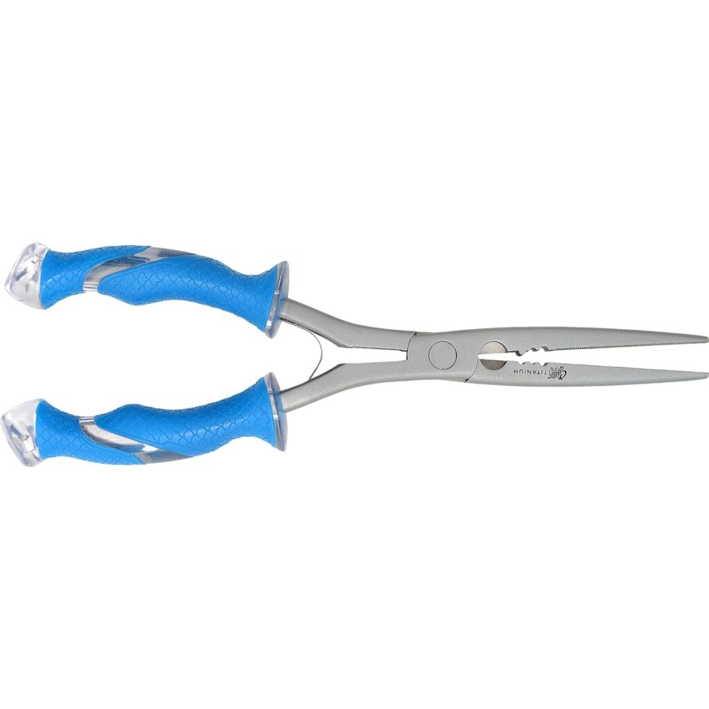 CUDA 10.25 inch titanium bonded long needle nose fishing pliers for salmon hook removal