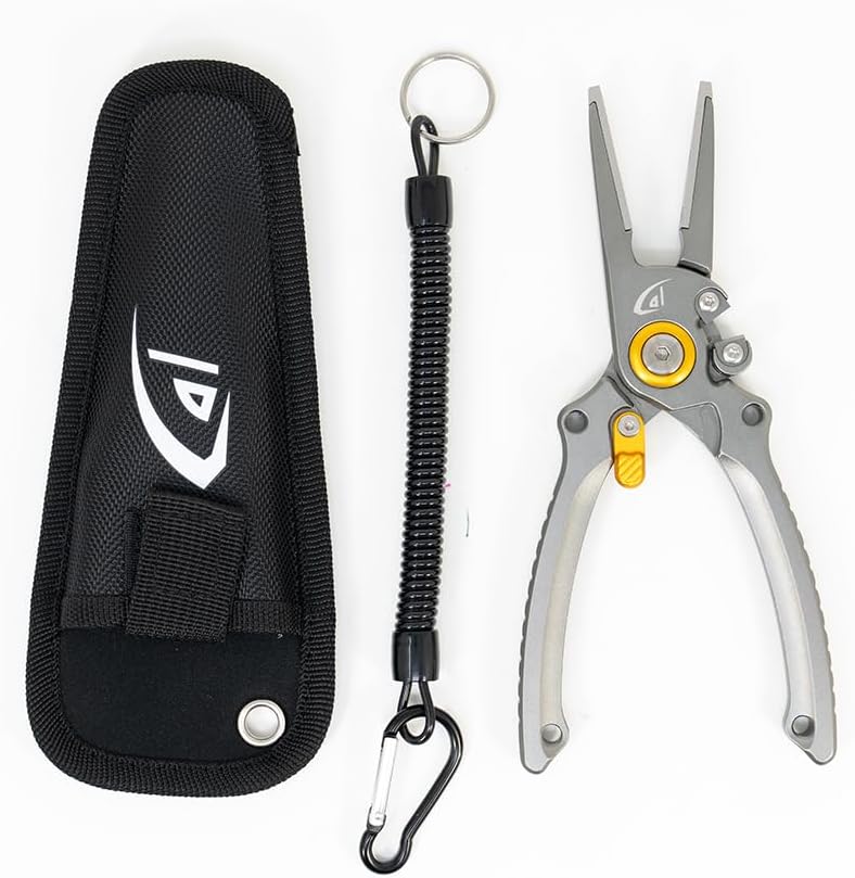 Danco 7.5 inch aluminum fishing pliers with side cutters and sheath for salmon fishing