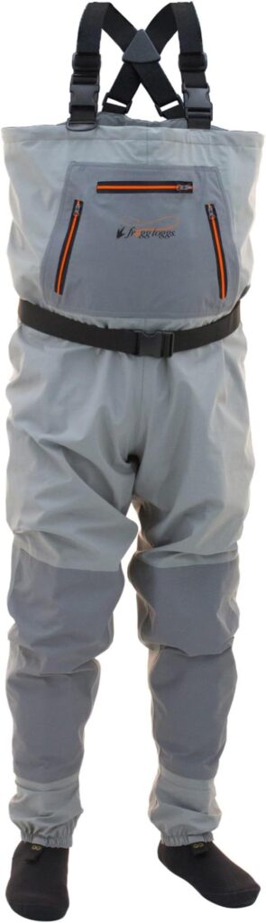 FROGG TOGGS Hellbender breathable stockingfoot waders with reinforced knees and gravel guards for salmon fishing