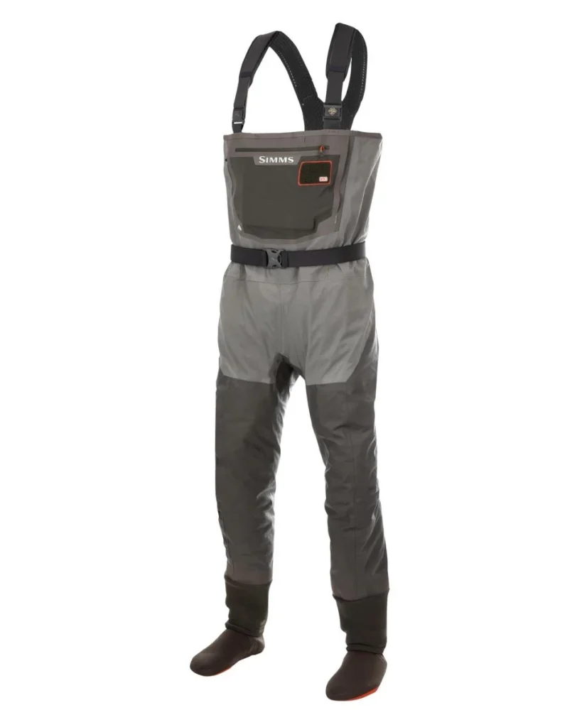 Simms G3 Guide stockingfoot waders with GORE-TEX construction and gravel guards for salmon fishing
