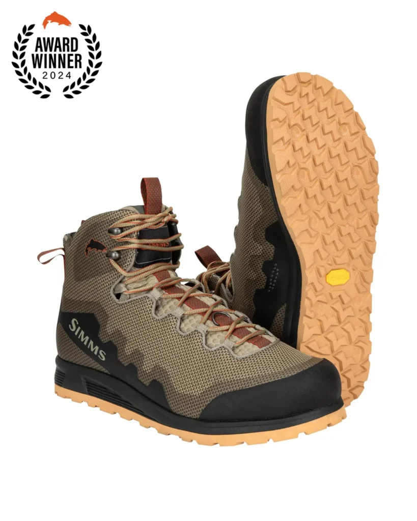 Simms Flyweight Access Boot Vibram wet wading boot for rocky river fishing.